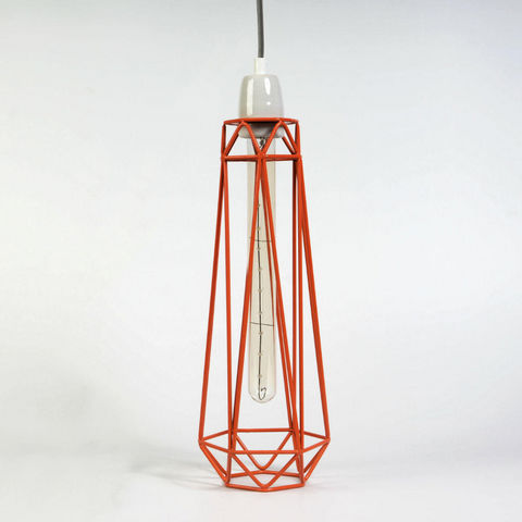 Filament Style - Deckenlampe Hängelampe-Filament Style-DIAMOND 2 - Suspension Orange câble Gris Ø12cm | L